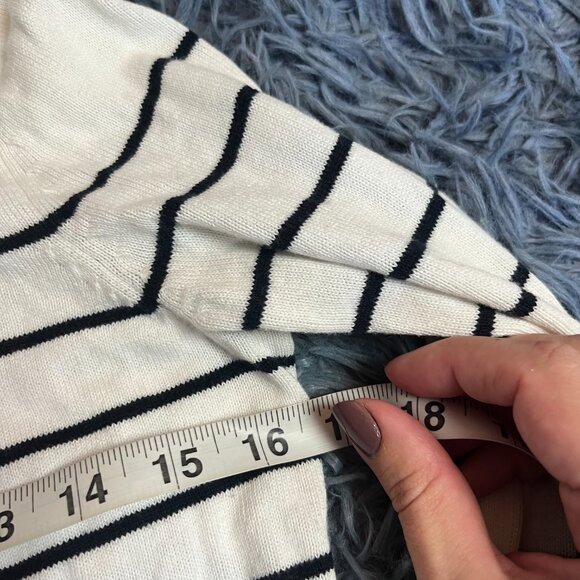 H&M White Striped Cropped Cotton Cardigan Size S - Picture 3 of 5